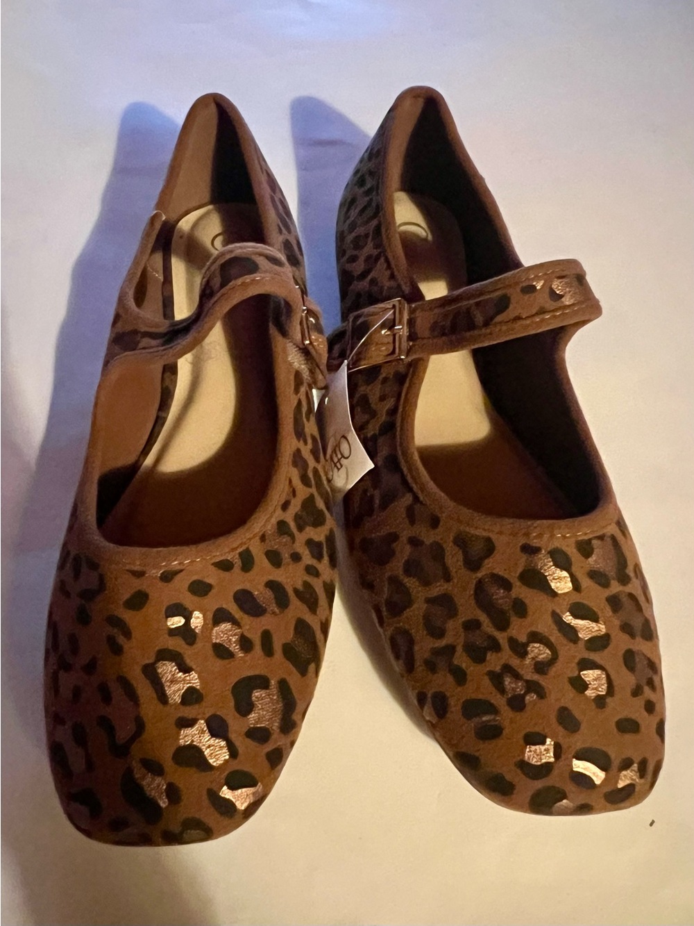 Cato brand Mary Jane flats, brown leopard print design & a buckle strap size 11